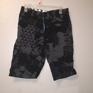 Boys black and grey SHUAN WHITE shorts